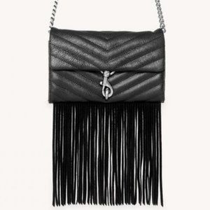 REBECCA MINKOFF Edie Fringe Trim Wallet on Chain Crossbody/Clutch